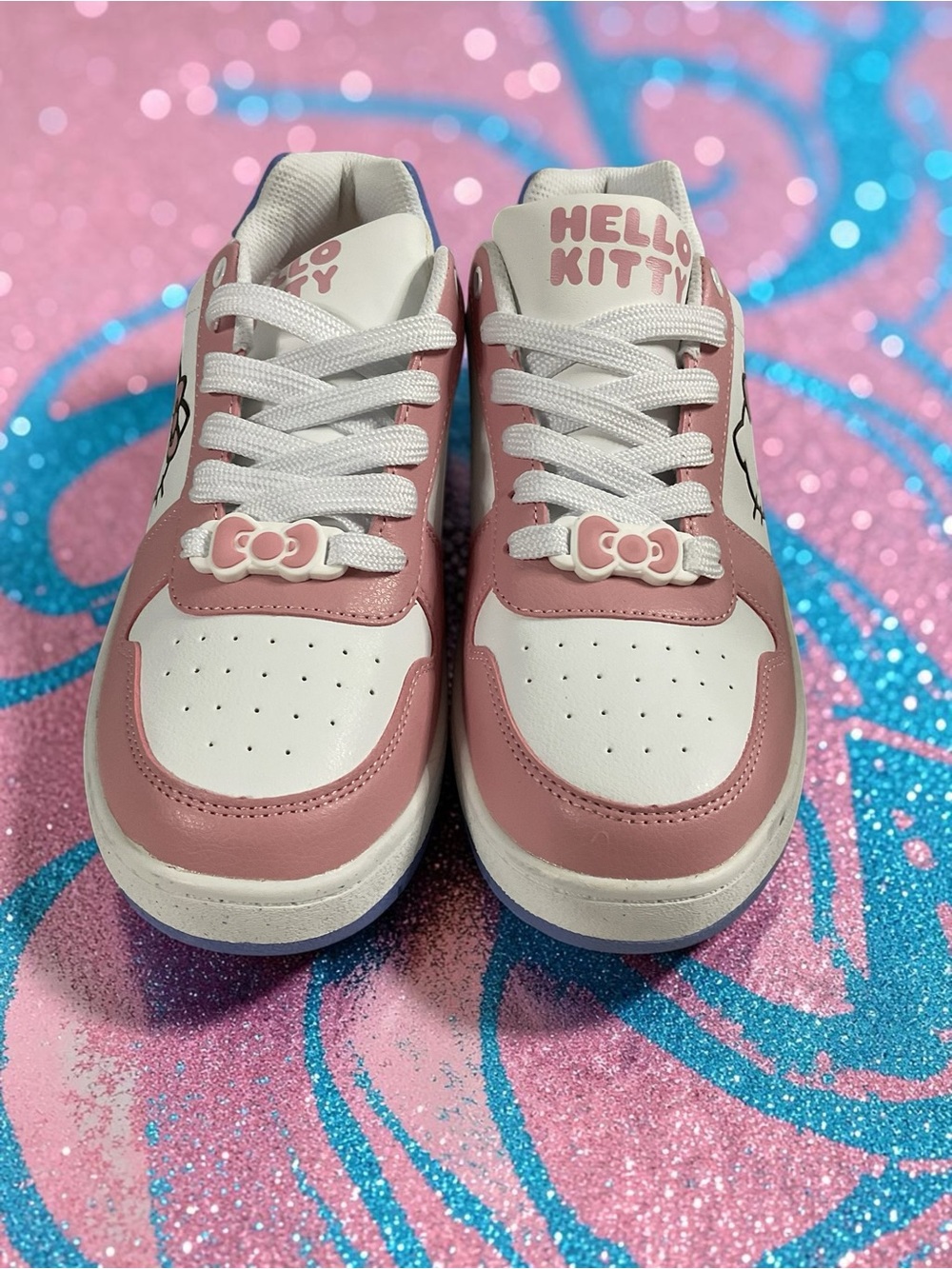 Hello Kitty by Sanrio Women's Size 11 Pink, White & Blue Lace-Up Sneakers NWOT